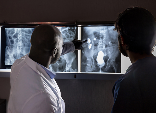 Doctor examining x-ray imagery