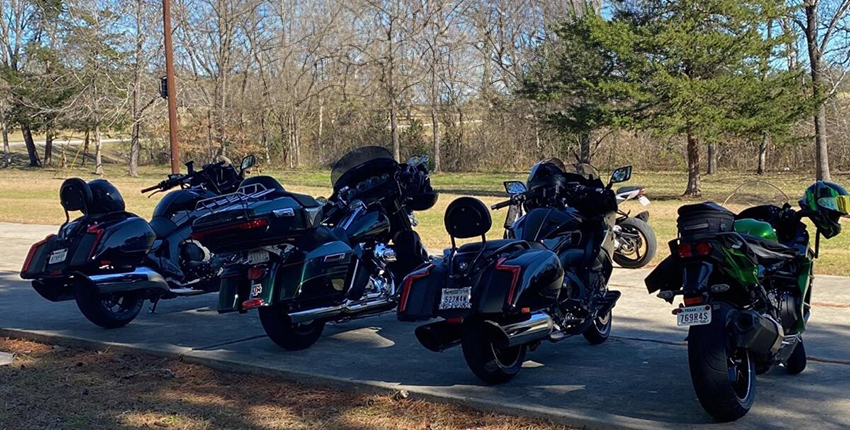 Group of motorcycles photo taken moments before Johnny's accident