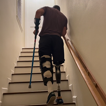 Mark Barr recovery climbing stairs.